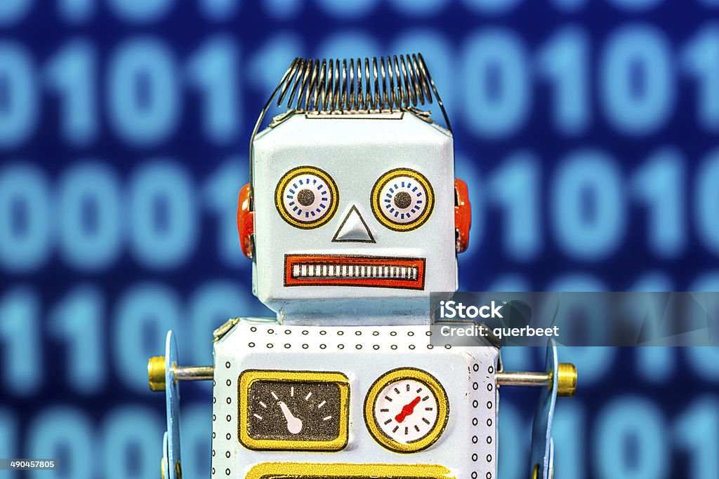 Tin Roboter mit Binärcode - Lizenzfrei 1960-1969 Stock-Foto