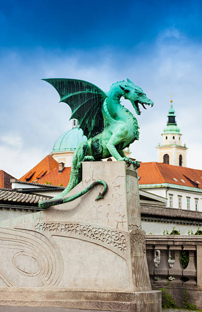 istock Ljubljana statue on the Dragon bridge 490457899