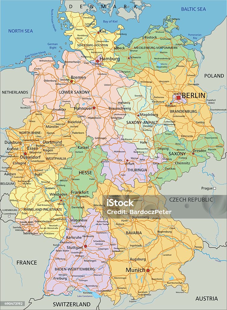 Large Germany Map Germany Highly Detailed Editable Political Map Stock Illustration ...