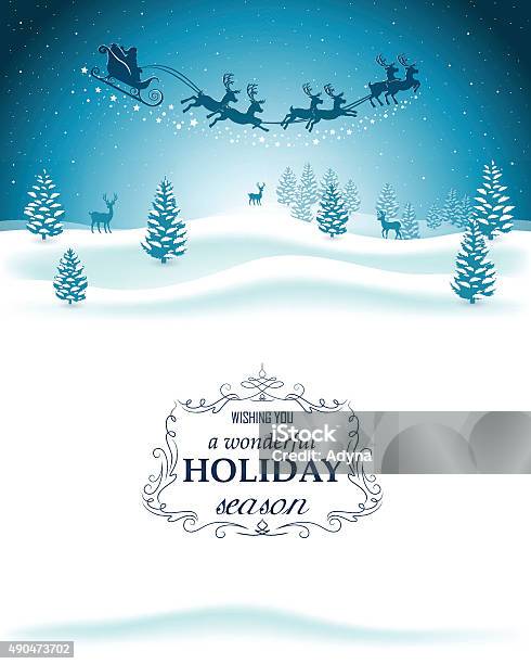 Christmas Background Stock Illustration - Download Image Now - Christmas, Santa Claus, Animal Sleigh