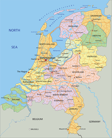 Netherlands - Highly detailed editable political map.