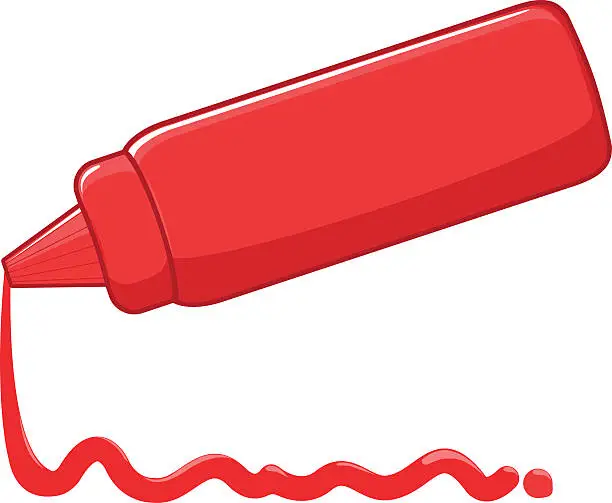 Vector illustration of Ketchup spilling from bottle