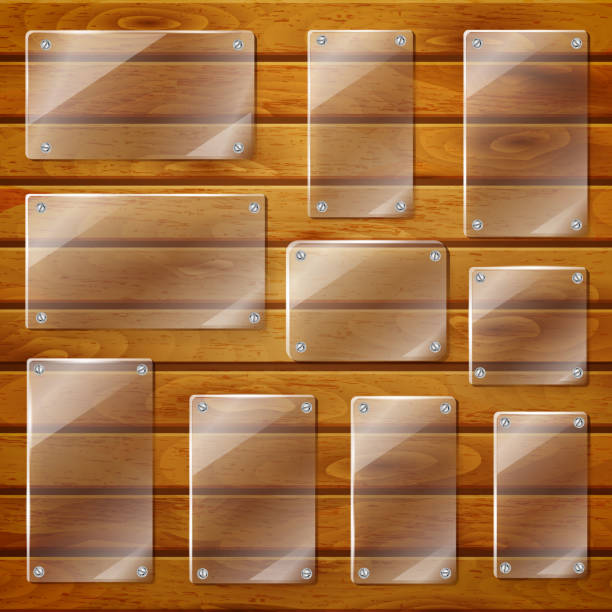 etykiety przezroczyste szkło na drewnianym planks - siding white backgrounds pattern stock illustrations