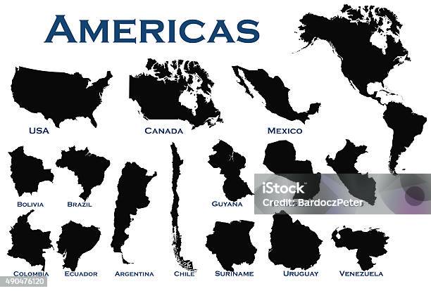High Detailed Americas Map Set Stock Illustration - Download Image Now - 2015, Alaska - US State, Argentina