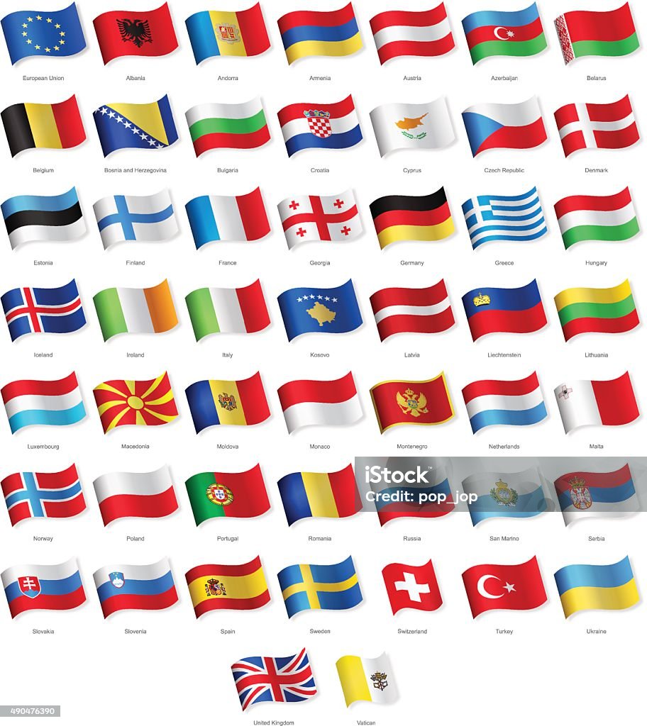 Europe et agitant des drapeaux-Illustration - clipart vectoriel de Drapeau libre de droits