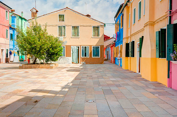 istock Small square in burano island, Venice, Italy 490476696