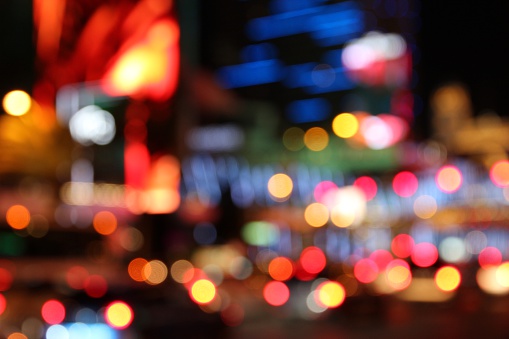 Las Vegas, Nevada, United States. Defocused city lights - colorful night view.