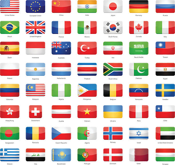 Glossy Rectangle Flags - Most Popular Collection of Most Popular World Flags: australian flag flag australia british flag stock illustrations