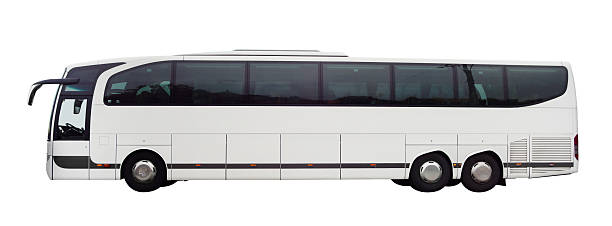 ônibus branco - bus coach bus travel isolated - fotografias e filmes do acervo