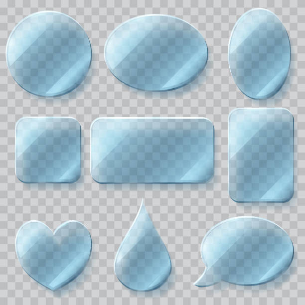 ilustrações de stock, clip art, desenhos animados e ícones de placas de vidro transparente. transparência apenas em ficheiro vectorial - plate plastic blue white background