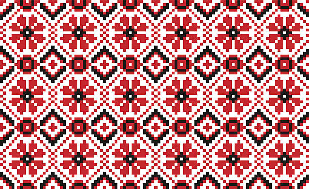 Traditional national embroidered pattern Vector illustration of seamless traditional national embroidered pattern for your design chunky sweater stock illustrations