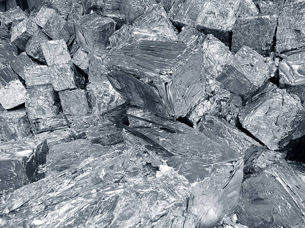 istock Compacted aluminum scraps in recycling plant 490483638