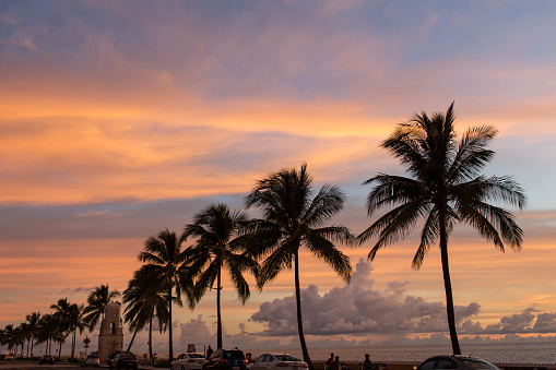 The Palm Beach, Florida scene at sunrise. 