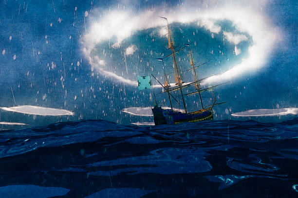 istock Old ship sailing in the storm 490484358