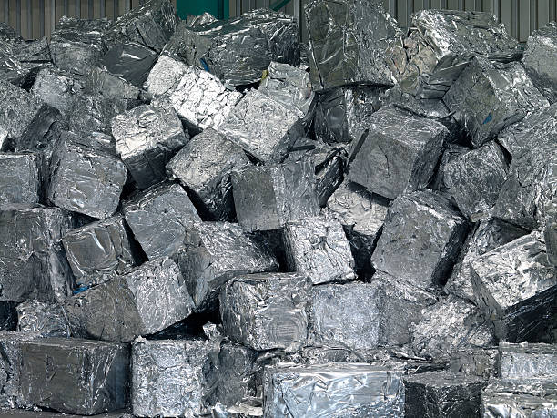 istock Compacted aluminum scraps in recycling plant 490484686