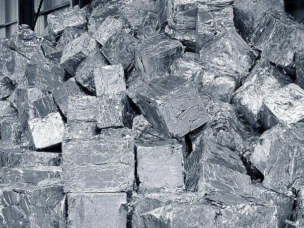 istock Compacted aluminum scraps in recycling plant 490484790