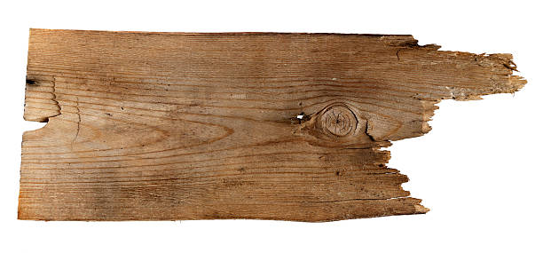 istock Old Wood plank, isolated on white background 490485210