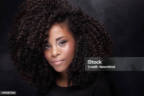 Beauty Portrait Of Young Girl With Afro Stock Photo - Download Image Now - African Ethnicity, Black Color, Women