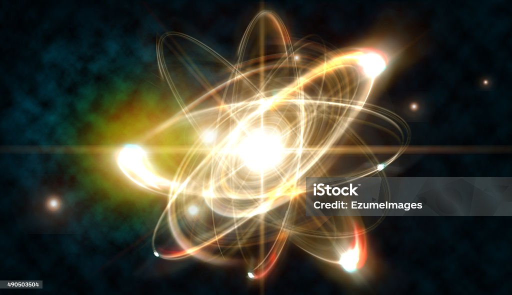 Atom Particle Close up illustration of atomic particle for nuclear energy imagery Atom Stock Photo