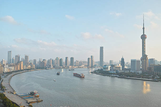 Shanghai, China - September 28, 2015:  beautiful shanghai bund panorama view from Bund SOHO.