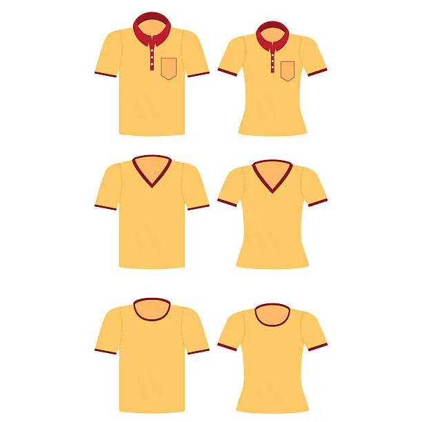 Vector illustration of Yellow shirt for men and women.