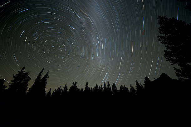 istock Starry night sky with circular star trails and Milky Way 490506124