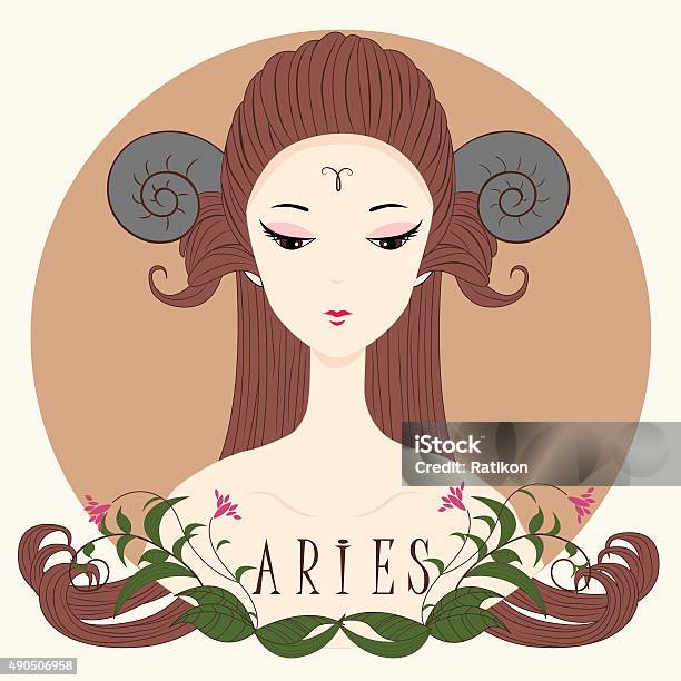 Zodiac Girl Aries Stock Illustration - Download Image Now - Aries, Astrology Sign, Women