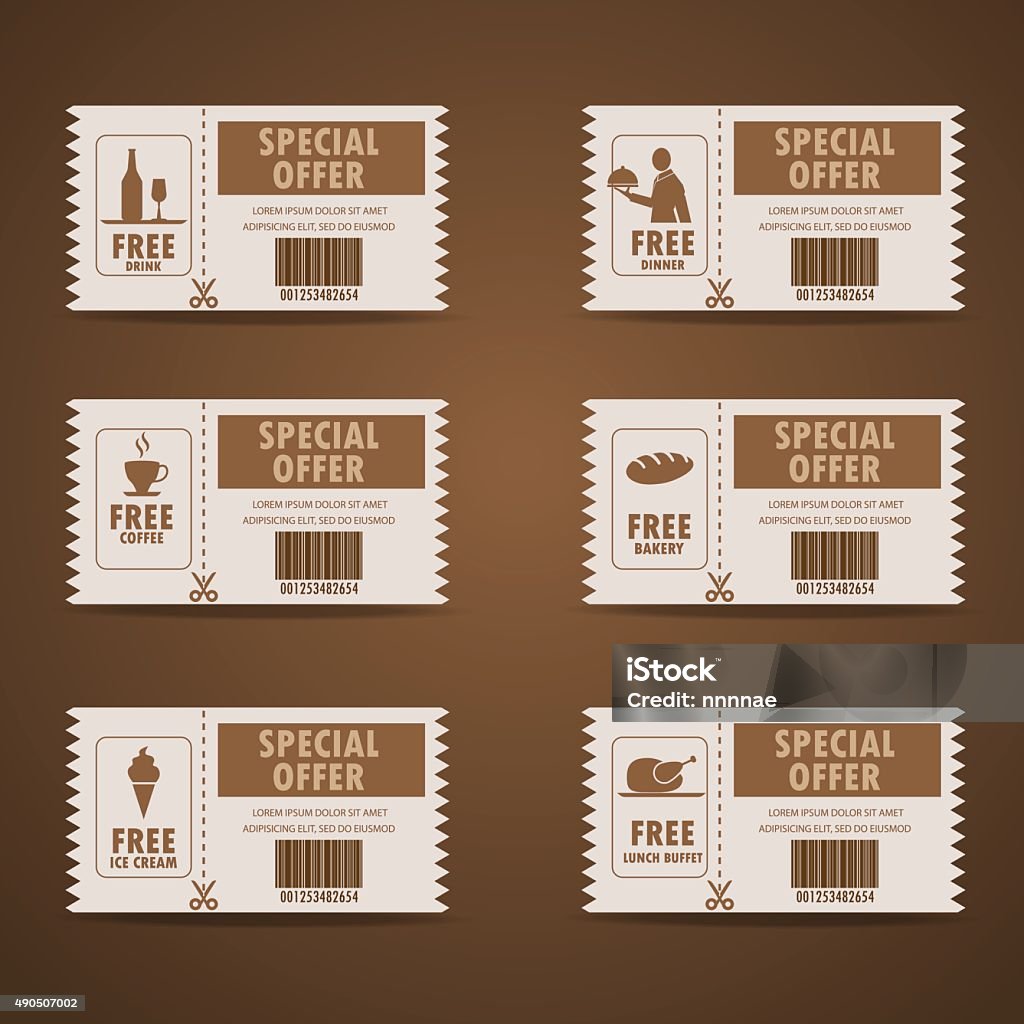 cafe coupon elements gift voucher certificate coupon, food menu and business card, tags element template. can be use for business shopping card, customer sale and promotion, layout, banner, web design. vector Coupon stock vector