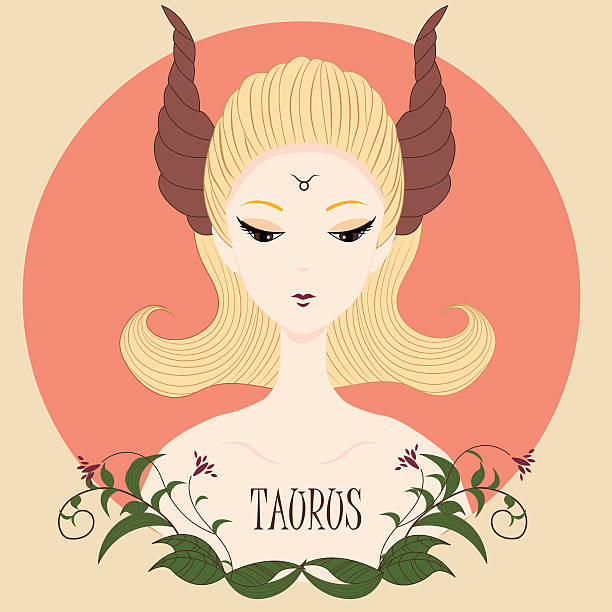 ilustraciones, imágenes clip art, dibujos animados e iconos de stock de chica del zodiaco tauro - paintings sign astrology fortune telling