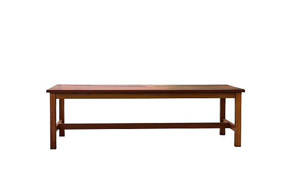 istock Wooden bench isolated over white background 490507754