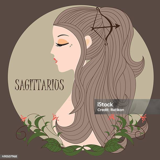 Zodiac Girl Sagittarius Stock Illustration - Download Image Now - Women, Astrology Sign, Sagittarius