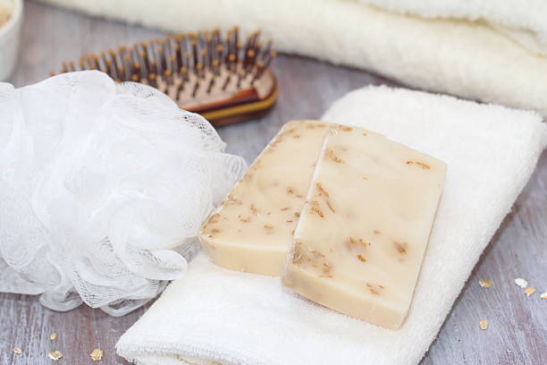istock Soap with oat scrub and milk 490508342