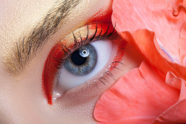 istock Beautiful eye make-up and flowers. 490512248
