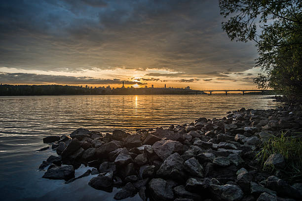 istock View on the Drepr Dnieper river and cityscape at evening 490513602