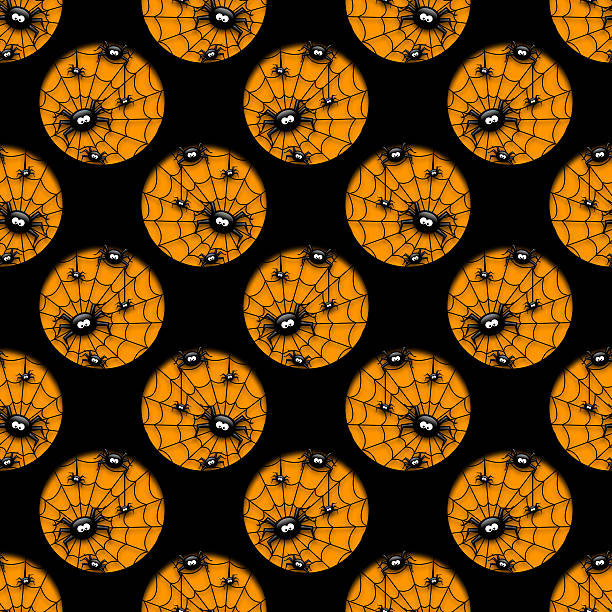 ilustrações, clipart, desenhos animados e ícones de sem costura padrão de halloween, com buracos de aranhas - pattern textile seamless textured effect