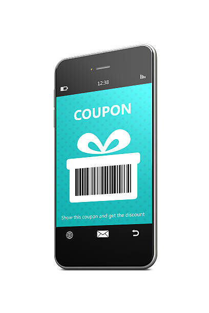 istock mobile phone with discount coupon over white 490519042