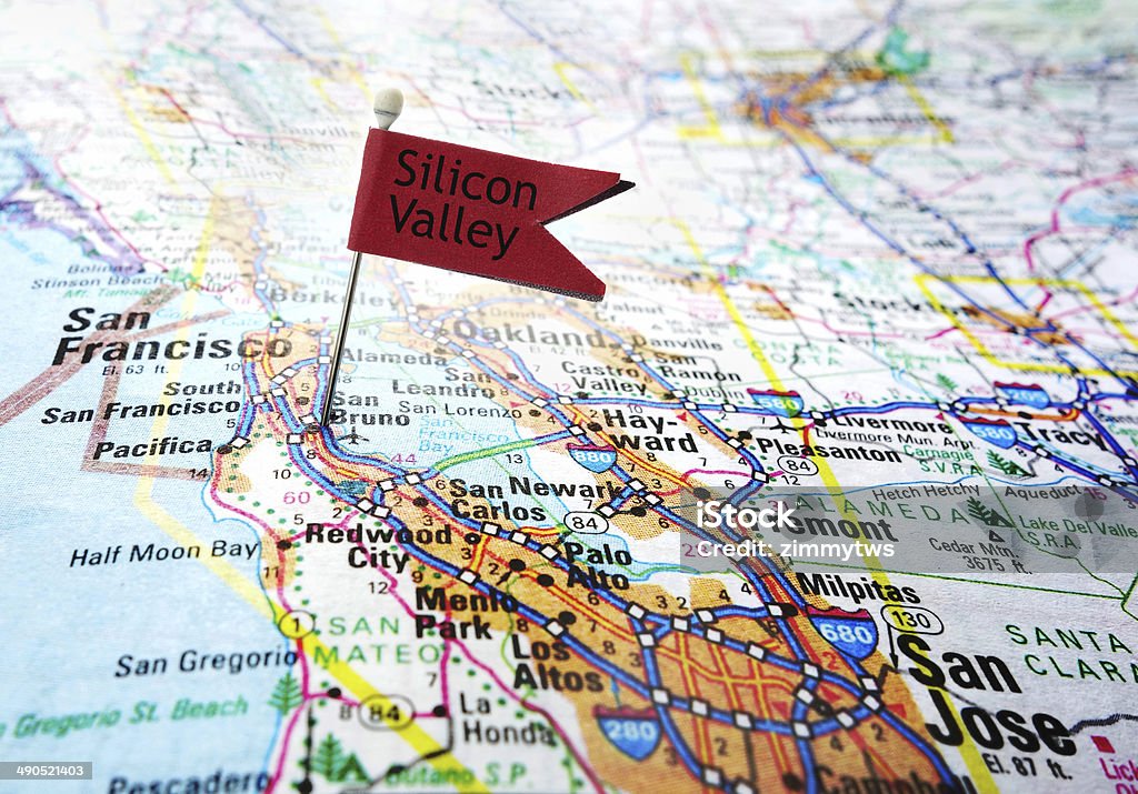 Silicon Valley flag Map of the Silicon Valley area of California Silicon Valley Stock Photo