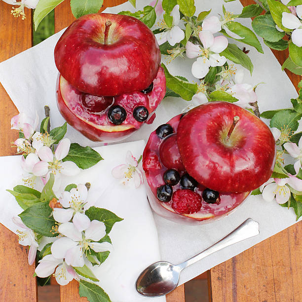 istock dessert in the garden. Inside apple jelly with fruit 490521837