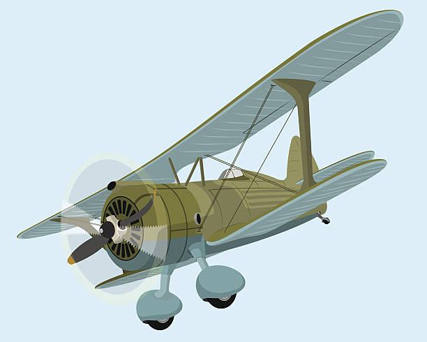 ilustrações, clipart, desenhos animados e ícones de velho avião de avião biplano - airplane biplane retro revival old fashioned