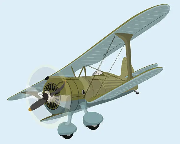 Vector illustration of The old plane biplane
