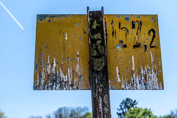 istock Rotten back side of a danger sign 490525837