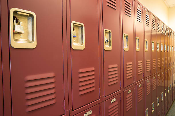 istock Student Gym Lockers University School Campus Hallway Storage Locker Padlocked 490527497
