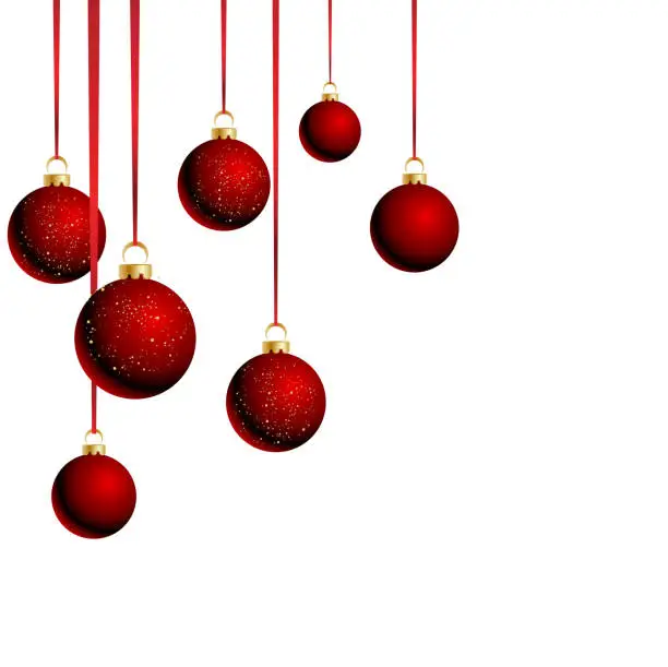 Vector illustration of Christmas balls with ribbons on white background