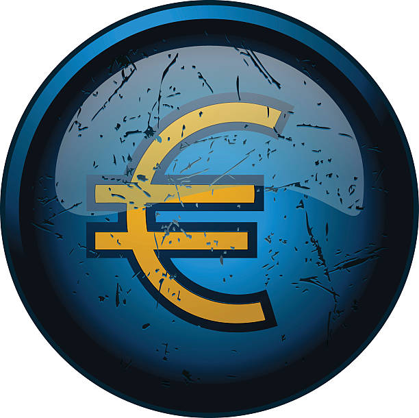 ilustrações de stock, clip art, desenhos animados e ícones de ronda grunge azul sinal de euro. - investment finance frequency blue