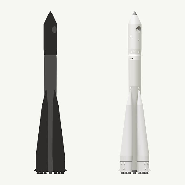 Space rocket Vector illustration, silhouette of a space rocket russian rocket stock illustrations