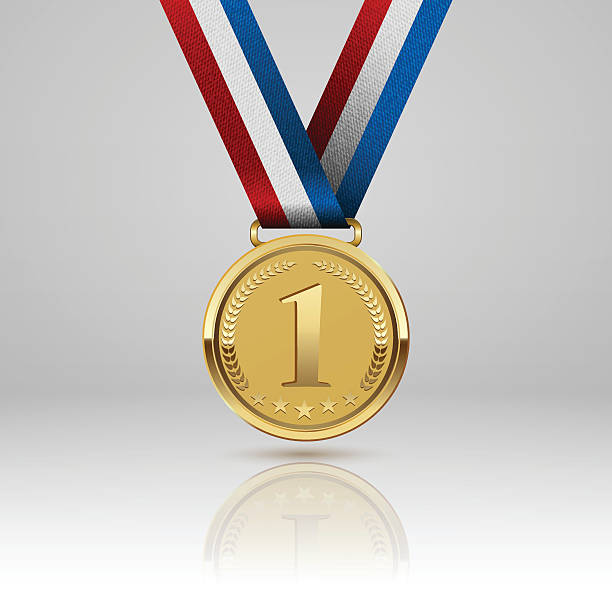 illustrazioni stock, clip art, cartoni animati e icone di tendenza di vincitore. tm - gold medal medal winning trophy