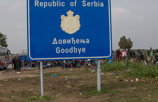 Tovarnik, Сroatia - September 24, 2015: Syrian refugees at Serbian-Croatian the administrative border crossing Tovarnik. Many refugees are crossing Croatia from Syria,Pakistan Afghanistan going to other countries of Europe as Germany,Austria,Denmark and others searching for better future for their families. Nobody wants to be refugee and no one of this people coming from this countries want to be, but they are running away to not be killed in any moment in Syria or Afghanistan.