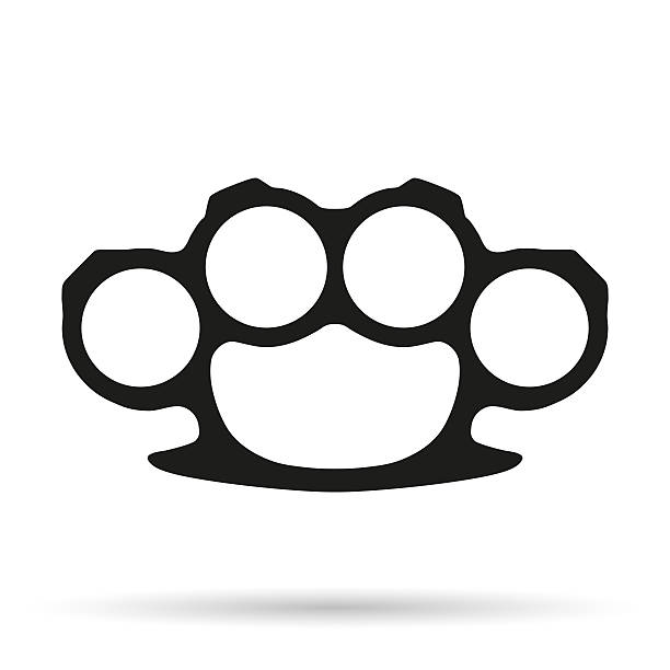 illustrazioni stock, clip art, cartoni animati e icone di tendenza di silhouette semplice simbolo di brassknuckles - undercutting