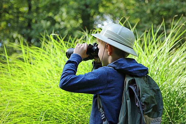 istock Boy Traveller on Safari Looking Through Binoculars 490546510