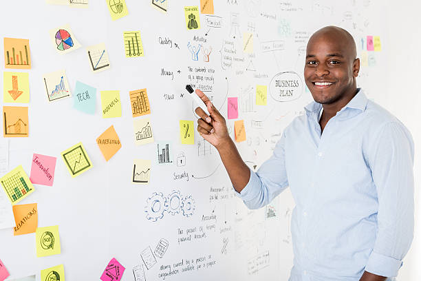 istock Entrepreneur drawing a business plan at the office 490549526